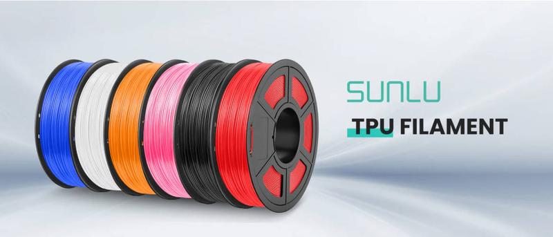 SUNLU TPU 3D Printer Filament 1.75mm, 90A/95A TPU Filament, 1KG Flexible 3D Filament for Fast Printing, Dimensional Accuracy +/- 0.03mm, Suitable for Most FDM 3D Printers.