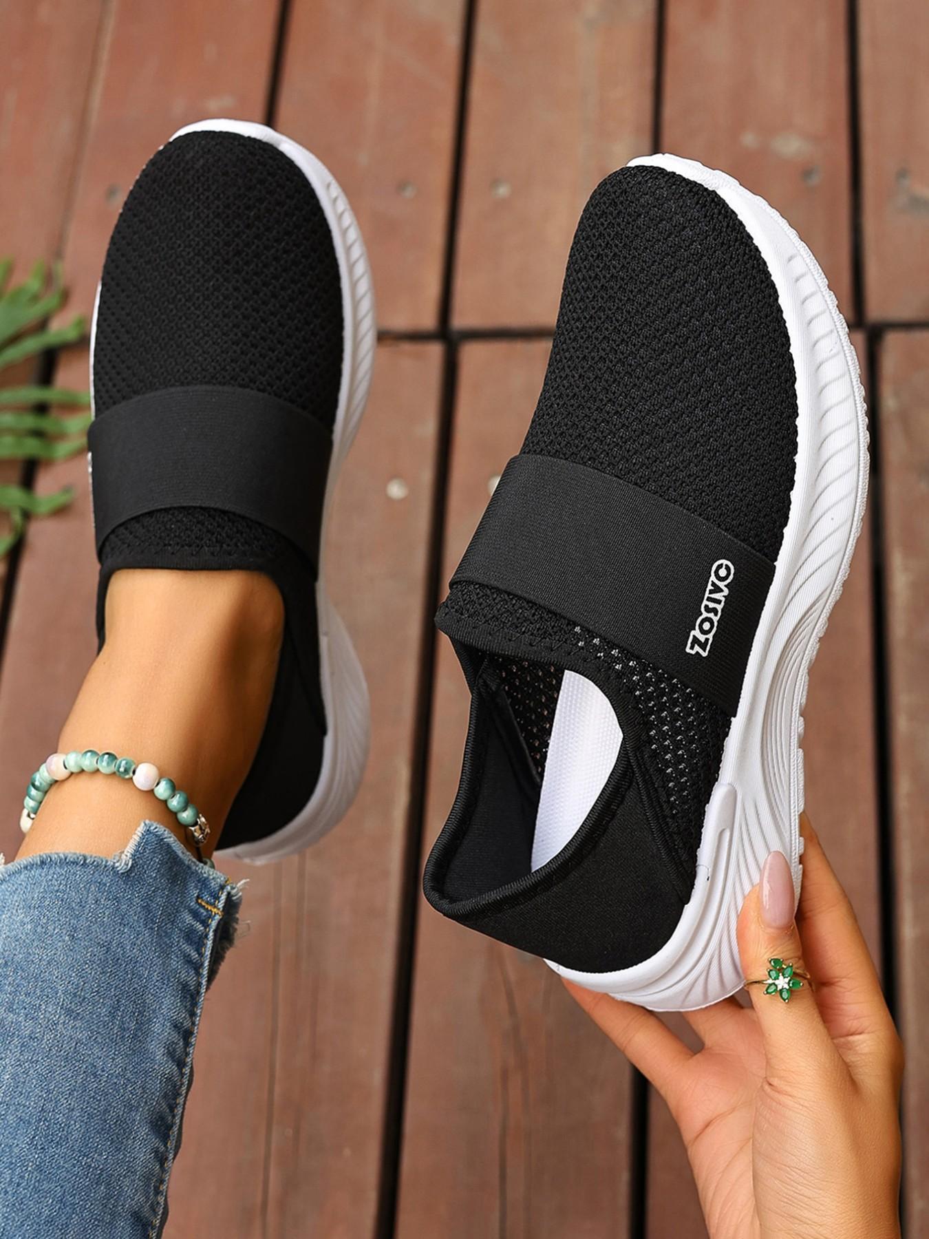 Unisex One-Step Slip-On Casual Sneakers, Lightweight Comfortable Running Shoes, Walking Shoes, Breathable Flyknit Sporty Leisure Footwear, Lightweight Slip Ons