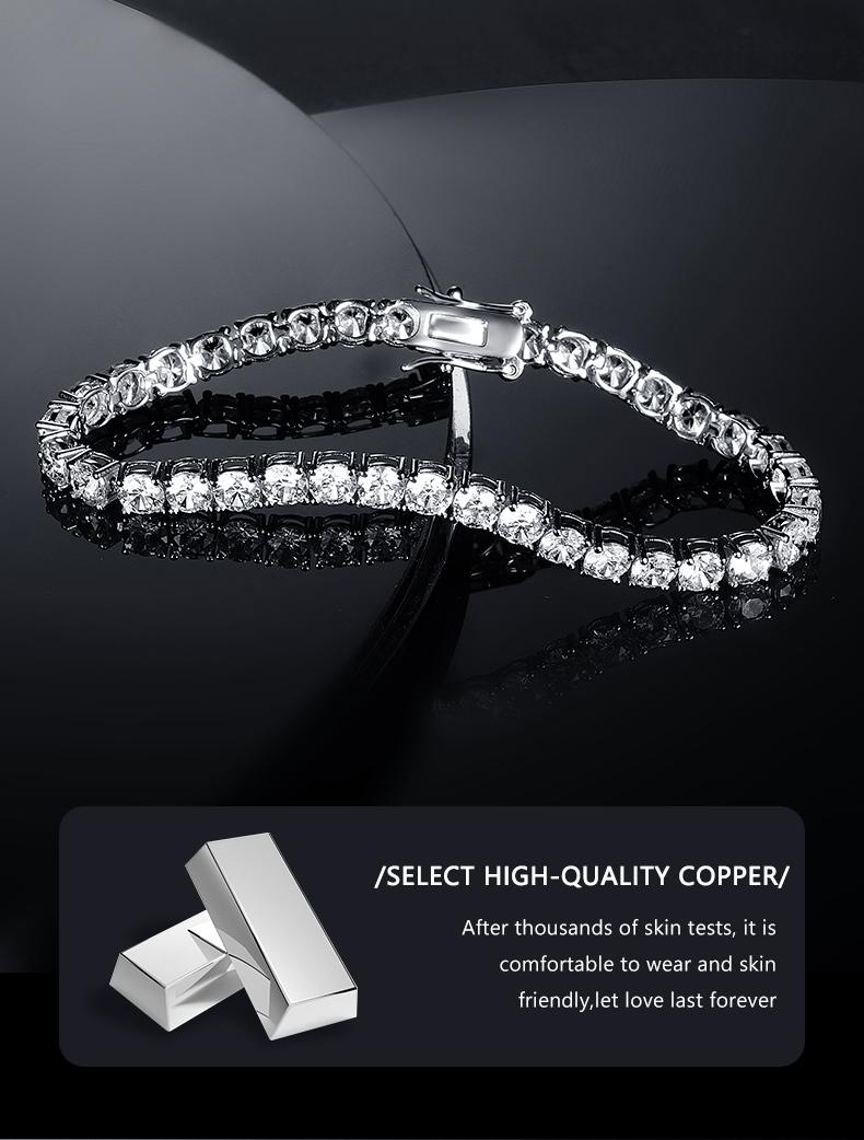 [[5A+ Cubic Zirconia]]  GEMSME 2-6MM CZ Round Cut Waterproof Tennis Bracelet Tennis Anklet Tennis chain for Men Woman Classic Barcelets Anniversary Birthday Engagement Gift High Quality Hiphop Unisex Style