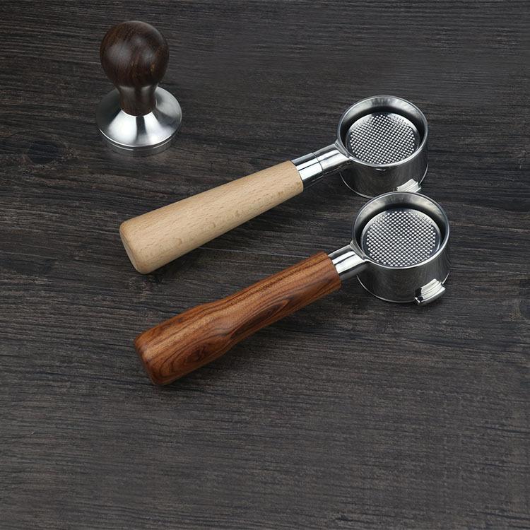 Stainless Steel 54mm Bottomless Coffee Portafilter, Bofu 3-Ear-A Model Purple Sandalwood Handle Replacement Accessory for Coffee Machines, Bofu 54Mm Three-Ear-A Model Purple Sandalwood