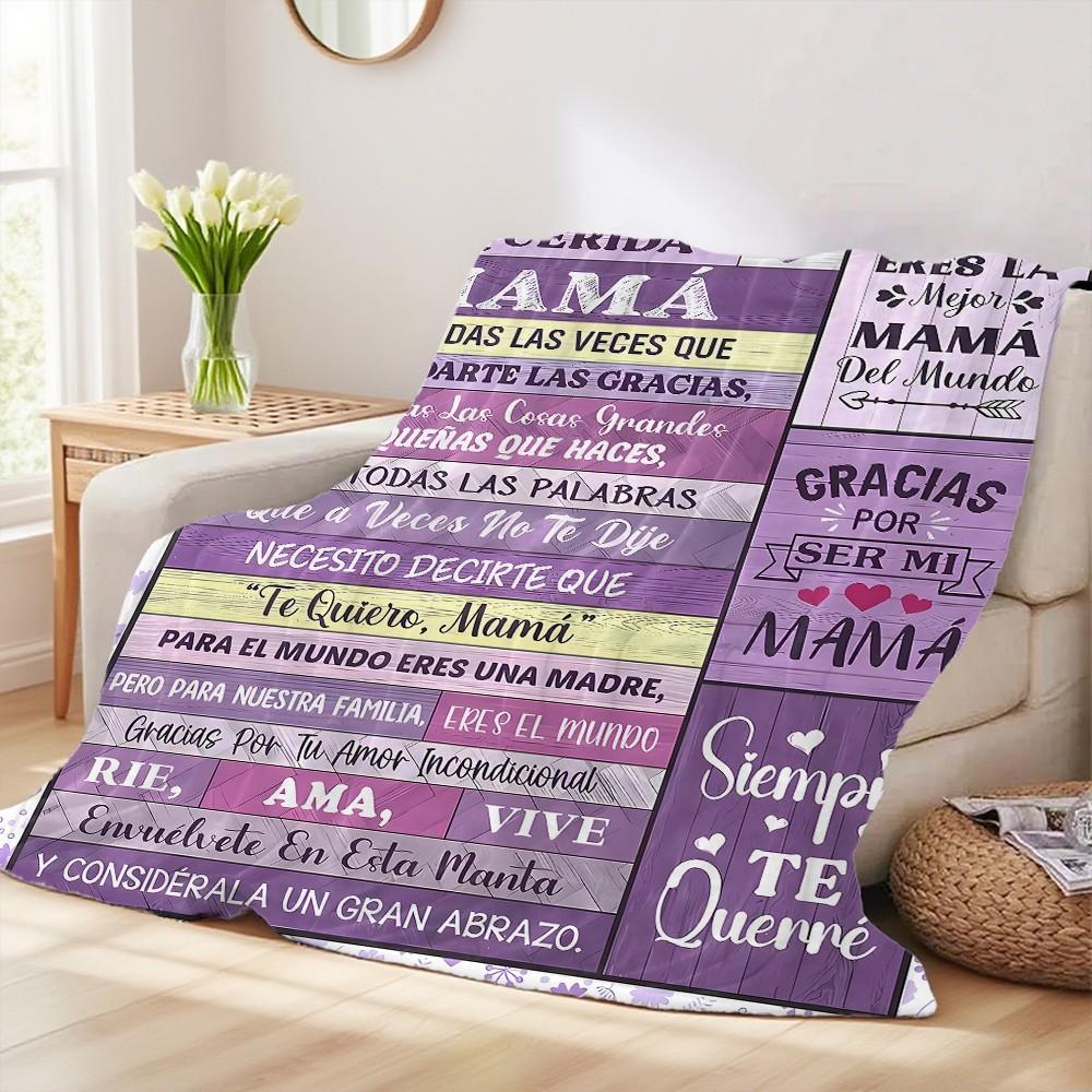 Spanish Mom Blanket, Healing Soft Flannel Home Sofa Warm Blanket, Hypoallergenic Knit Fabric, Digital Print, Ideal Gift for Bed Couch Camping Travel Car Holiday Decor