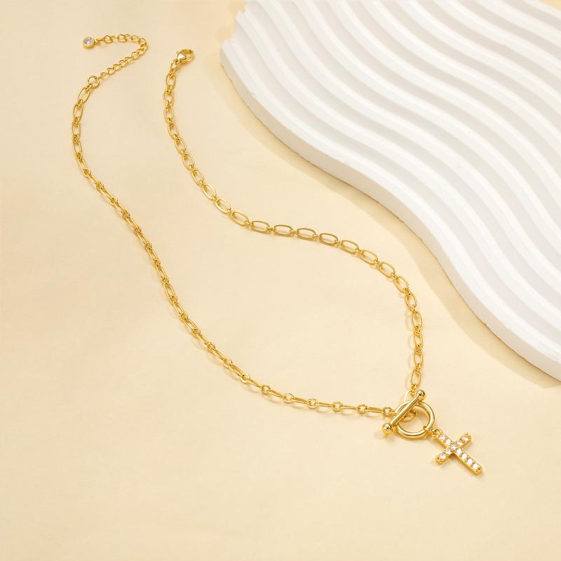 Tewiky Women’s Gold Adjustable Chain Necklace with Cross Pendant – Dainty Link, Paperclip Cuban Rope Choker, T-Bar Adjustable Clasp, Chunky Necklace For Valentine's Day gifts Tewiky Women’s Gold Adjustable Chain Necklace with Cross Pendant – Dainty Link, Paperclip Cuban Rope Choker, T-Bar Adjustable Clasp, Chunky Necklace For Valentine's Day gifts