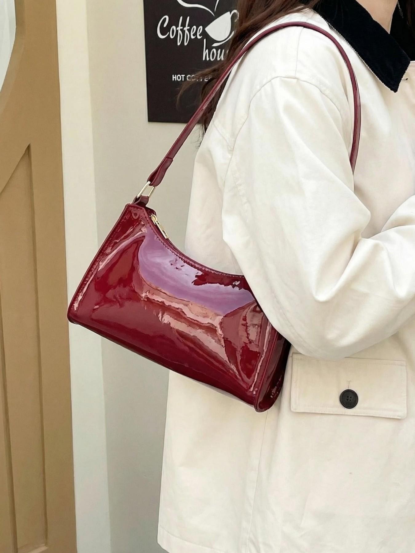 Women's Fashion Shoulder Bag, Casual Commuter Underarm Purse, Trendy Plain Handbag, Ideal for Office, College, Work, Business, Daily Use