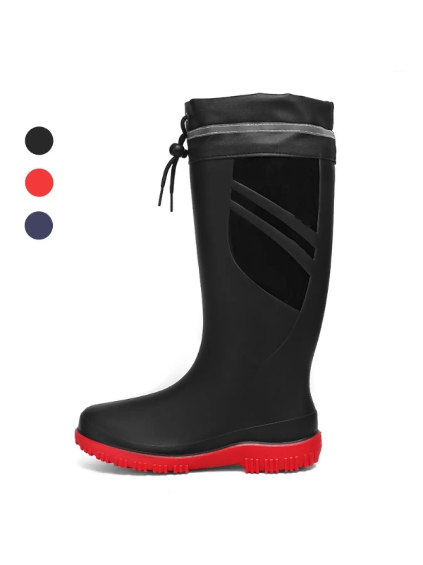 Men's Outdoor Tall Waterproof Rain Boots,Drawstring Sand-Proof Design Non-Slip Thick Sole Work Boots for Field Work,Picking,Wetland Walking