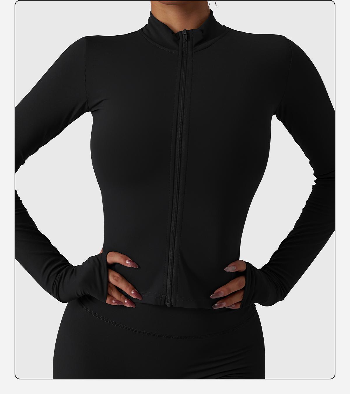 Women's Lightweight Full Zip Running Sports Jacket Workout Slim Yoga Sweatshirt with Thumbholes Athleisure Style SpringStatements