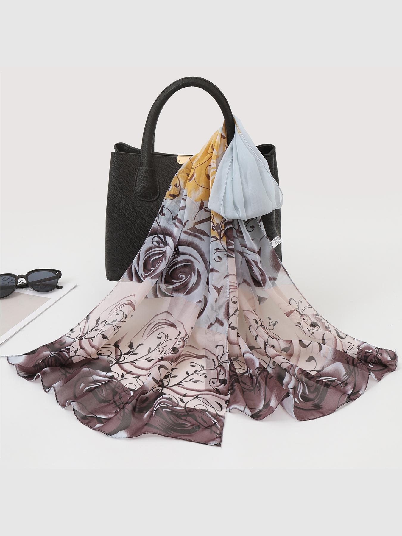Women's Chiffon Scarf, New Floral Pattern, Korean Style, Loose-Fit, Casual, Long Summer Scarf, Elegant Travel Accessory