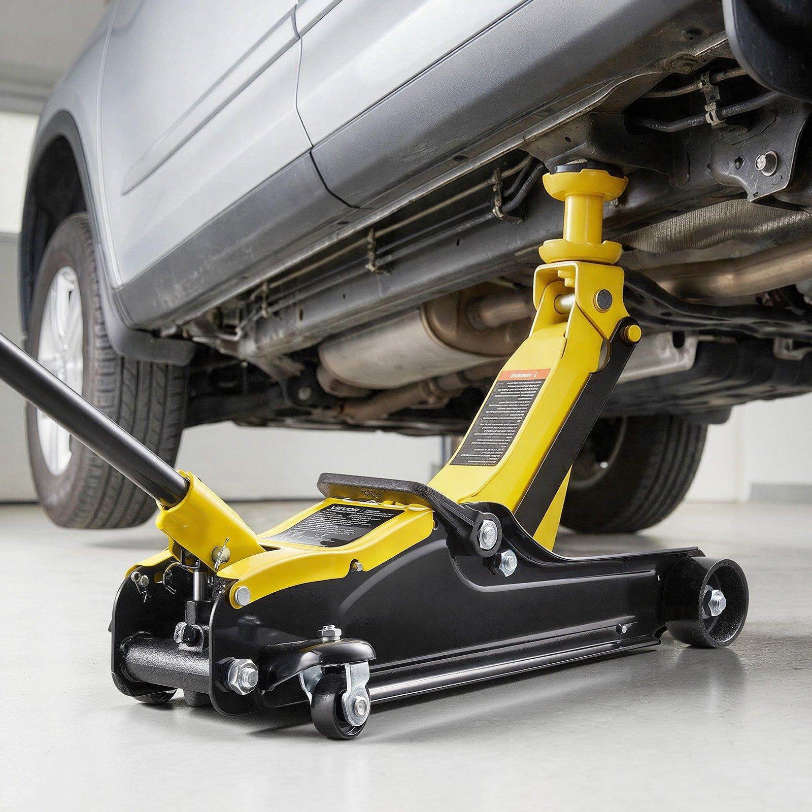 VEVOR Low Profile Floor Jack, 2.5 Ton (5512 lbs) Capacity, Steel Racing Floor Jack with Single Piston Quick Lift Pump & SUV Adapters, Hydraulic Trolley Car Lift for Sedans, Lifting Range 3.3"-13.8" VEVOR Low Profile Floor Jack, 2.5 Ton (5512 lbs) Capacity, Steel Racing Floor Jack with Single Piston Quick Lift Pump & SUV Adapters, Hydraulic Trolley Car Lift for Sedans, Lifting Range 3.3"-13.8"