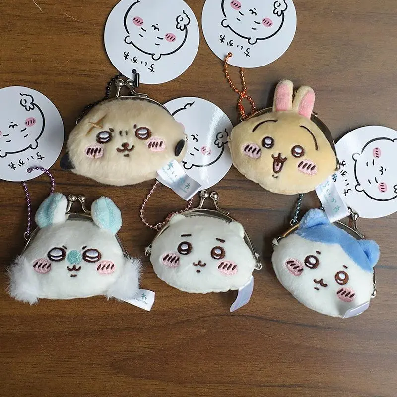 Chiikawa Cartoon Buckle Clip Coin Purse Mini Coin Bag Hachiware Usagi Momonga Plush Pendant Cute Pendant Friend Gift