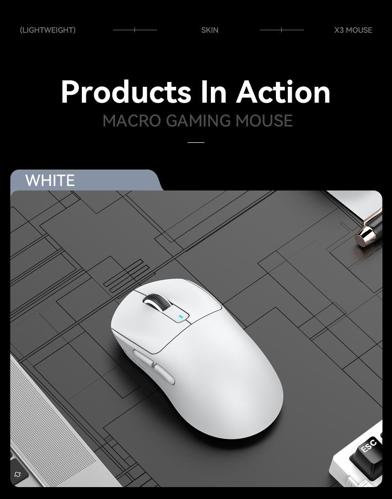 ATTACK SHARK X3 Wireless Gaming Mouse PAW3395 Superlight 49g SUPERLIGHT, PixArt PAW3395 Gaming Sensor, BT/2.4G Wireless/Wired, 6 Adjustable DPI up to 26000, 200 hrs Battery