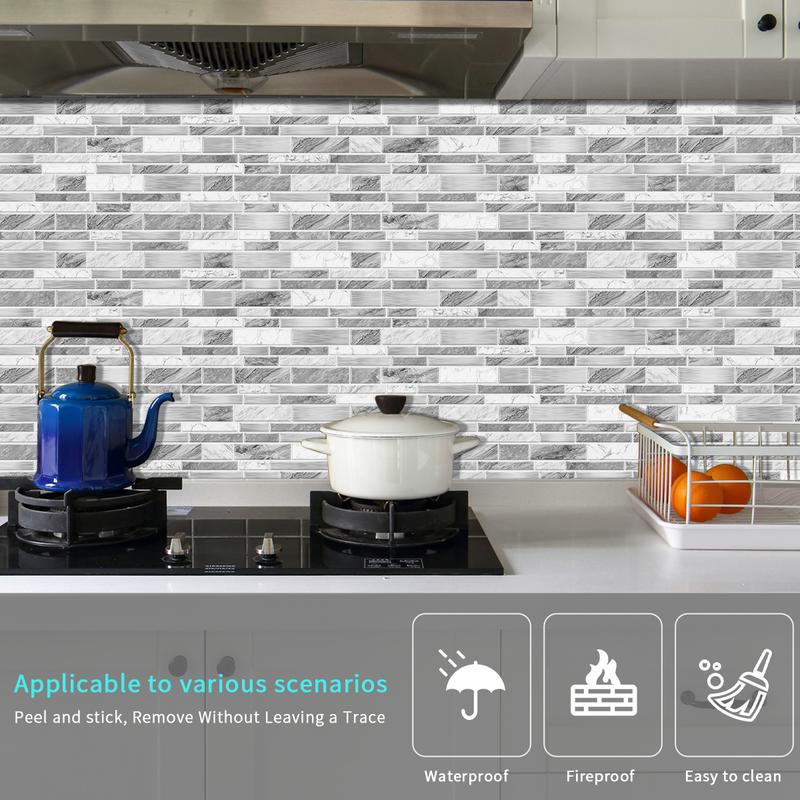 48pcs Marble Pattern Wall Sticker, Self AdhesivePeel & Stick Wall Decal, Waterproof & Oil-proof WallSticker For Kitchen Bathroom Home Office Decor