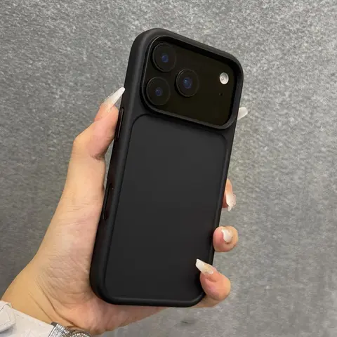 Fin Luxury Silicone Orange Shield Matte Transparent Phone Case with Metal Buttons, Skin Feel Shockproof Protective Cover for iPhone 18, 17, 16, 15, 14, 13, 12, 11 Pro Max Plus, Accessories