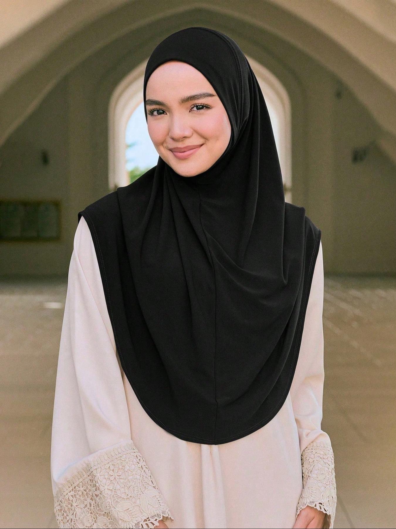 Women's Fashion Solid Elastic Chin Cover Headscarf, Sport Hijab Scarf for Daily Wear, Breathable Abaya Headband, Casual Modest Style