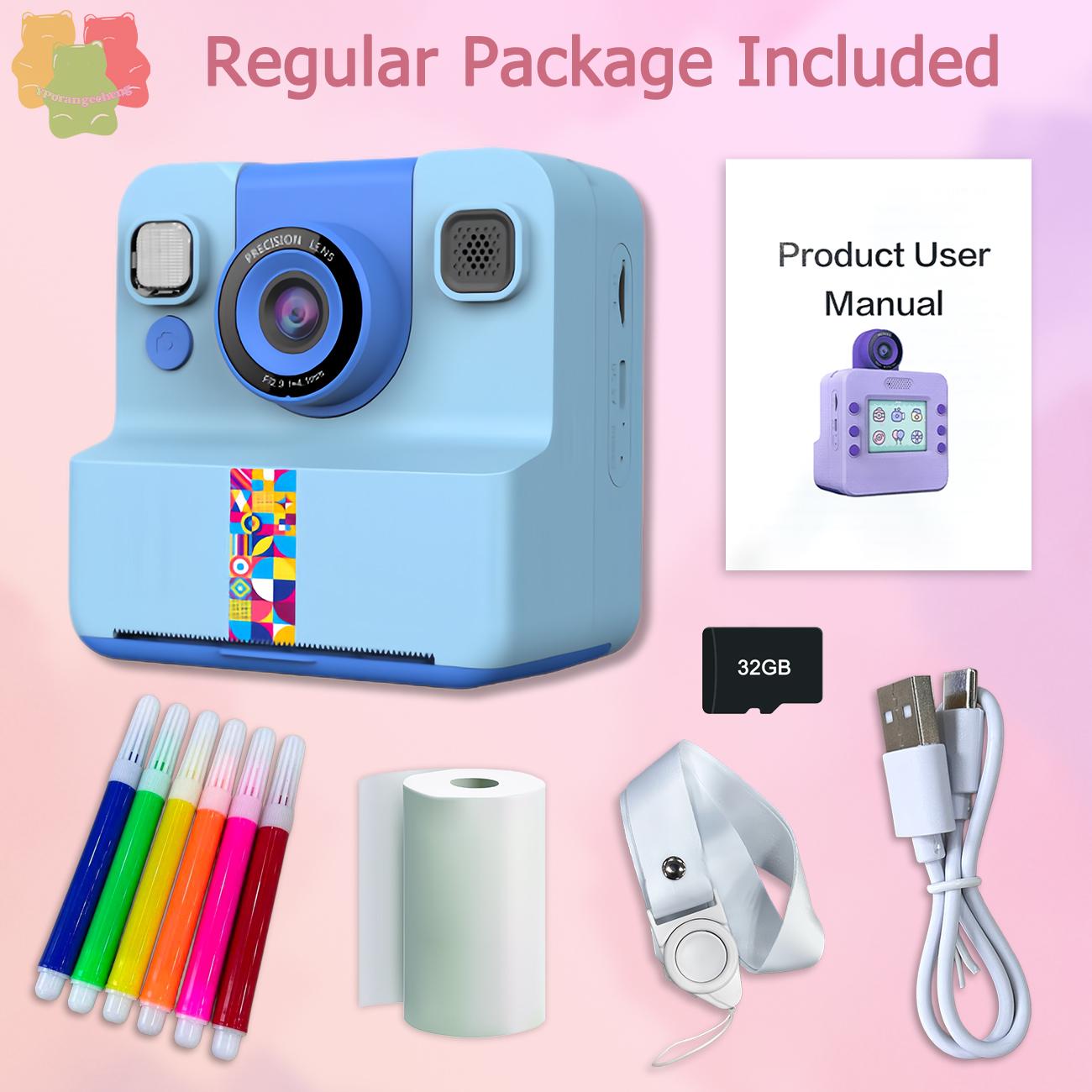 【New Camera Model】Mini Handheld Instant Camera | Photo + Print 2-in-1 | 1300mAh Long Battery Life | Supports TF Card up to 32GB | 2.4" IPS HD Screen | Flip Lens | Birthday Gift for Kindergarten & Primary School Students | Thermal Printer – Print as You Sh
