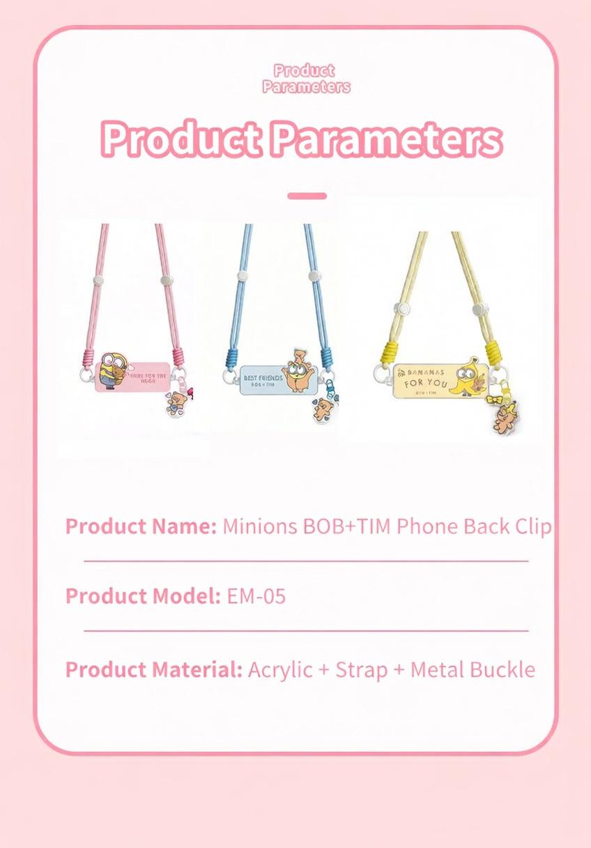 Minions Phone Lanyard Back Clip Crossbody Strap - Cute Bob & Tim Pendant Hands-Free Anti-Loss Adjustable | Viral