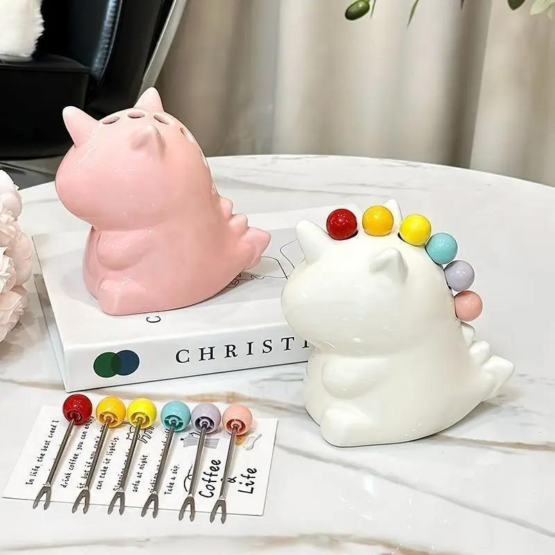 ⚖️ [Aesthetic Tableware] Unicorn Bento Food Picks | Kitchen Organizer Jar - (Handle With Care)