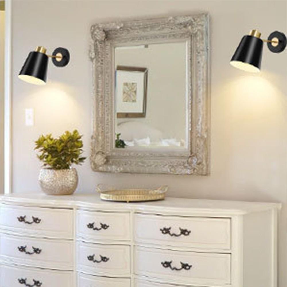 2-Pack Battery-Powered Wall Lamp, Black/Gold, Rechargeable Wall Light, Adjustable Bulb with Remote, 12 Colors, for Bedroom Living Room