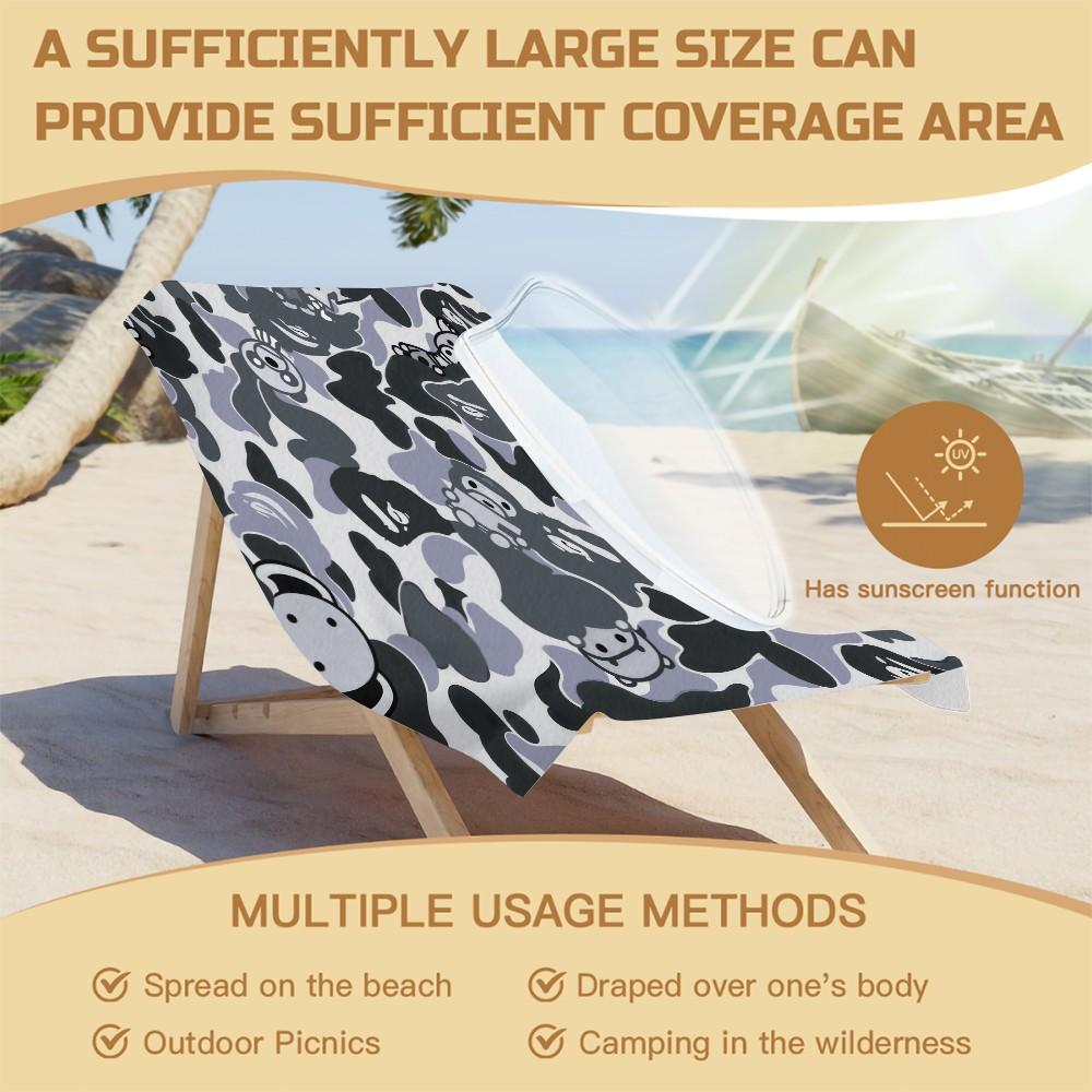 Camouflage Print Beach Towel, Gray/Blue Yellow/Black White Camo Styles, Quick Dry Soft Absorbent Sand Free, Towel for Beach Pool Bathroom, Suitable for Kids Teens Adults, Ideal Gift Choice