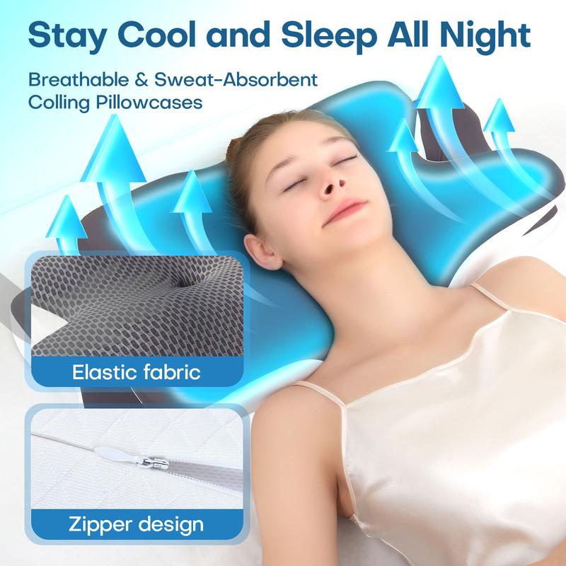 Premium breathable neck pillow for side and back sleepers, supportive memory foam bed pillow for ultimate comfort. Sleep aid, sleep pillow, Christmas gift, holiday gift