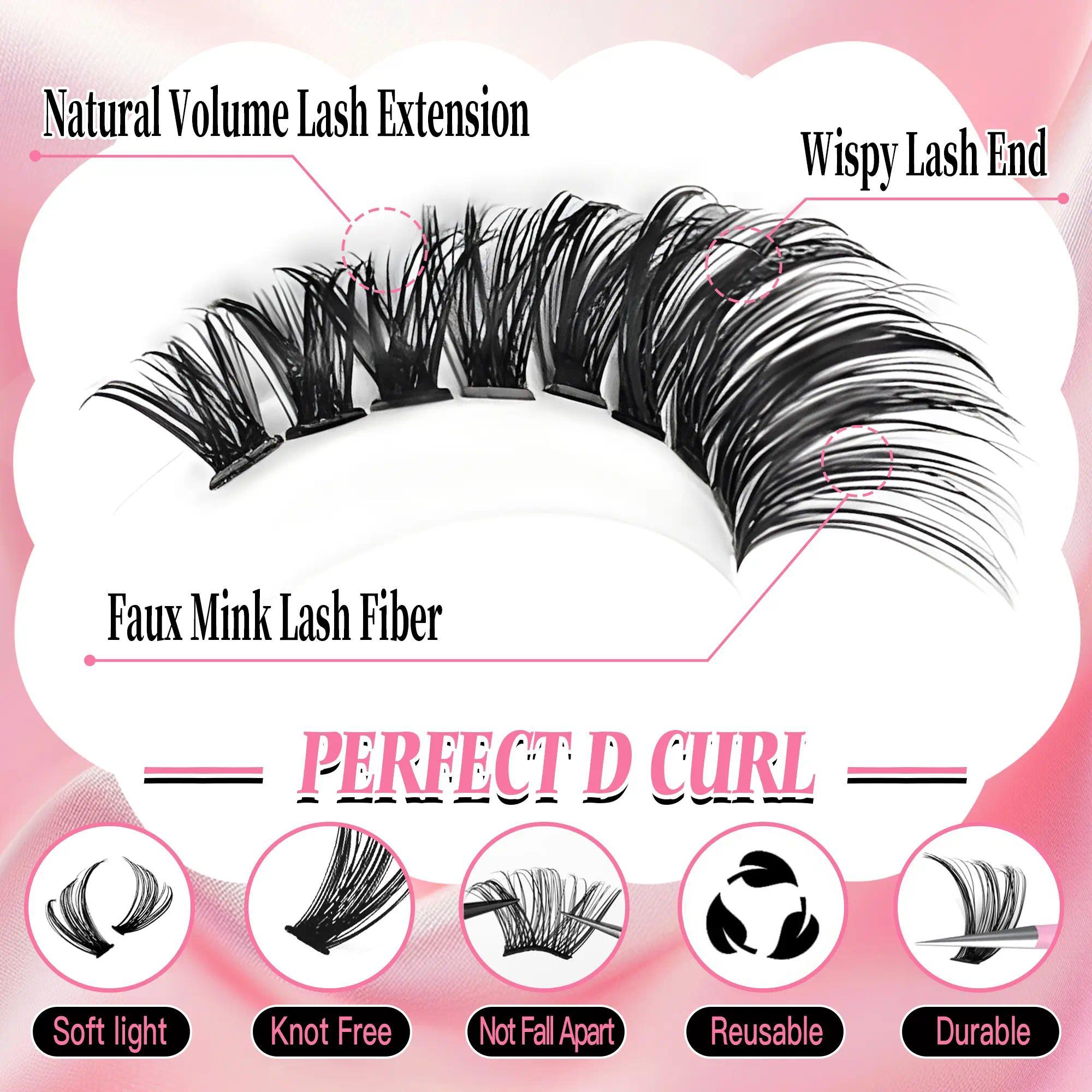 Lashes Lash Clusters Eyelashes Lash Clusters Extensions Kit Eyelash Extension Kit Eye Lashes, Lash Extension Kit Lashes Clusters KitWispy Manga Lashes, Individual Lashes Eyelash Extension Lashes Halloween Makeup 30D40D50D, D Curl 9-16mm Mixed Length