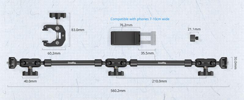 SmallRig Magic Arm w Clamp, Overhead Phone Mount, Flexible Desk Camera Mount & Clamp, Articulating Friction Boom Arm w Thread Adapter, for Light, Webcam, Mic, Action Camera,for Content Creators,Gimbal Stabilizer Tech Gimbal 4766