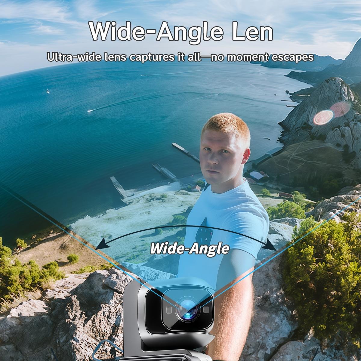 High-Definition 180° Rotating Lens Portable Sports Camera, 6x Digital Zoom, Wide Angle, Wireless Transmission, Night Vision, Loop Recording