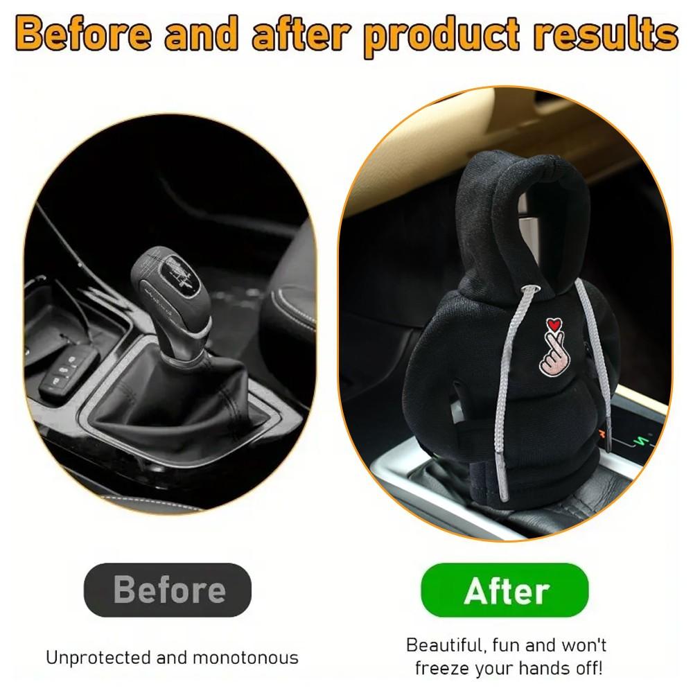 Universal Car Gear Shift Cover, Cute Heart Pattern Interior Decoration, Cartoon Design, Small Sweatshirt Style, Car Accessories