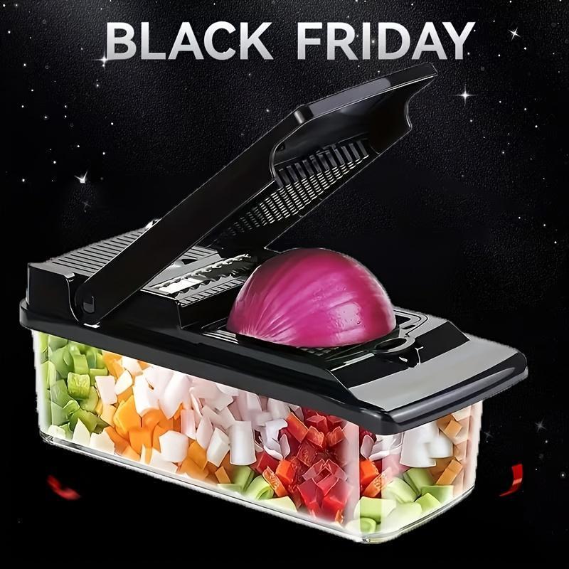 14 In 1 Multifunctional Manual Chopper | Vegetable and Spiral Chopper with 8 Stainless Steel Blades, Suitable for Fruits, Vegetables, Carrots, Potatoes, Onions - Easy to Clean, Large Capacity 6L Separator, Household Essentials