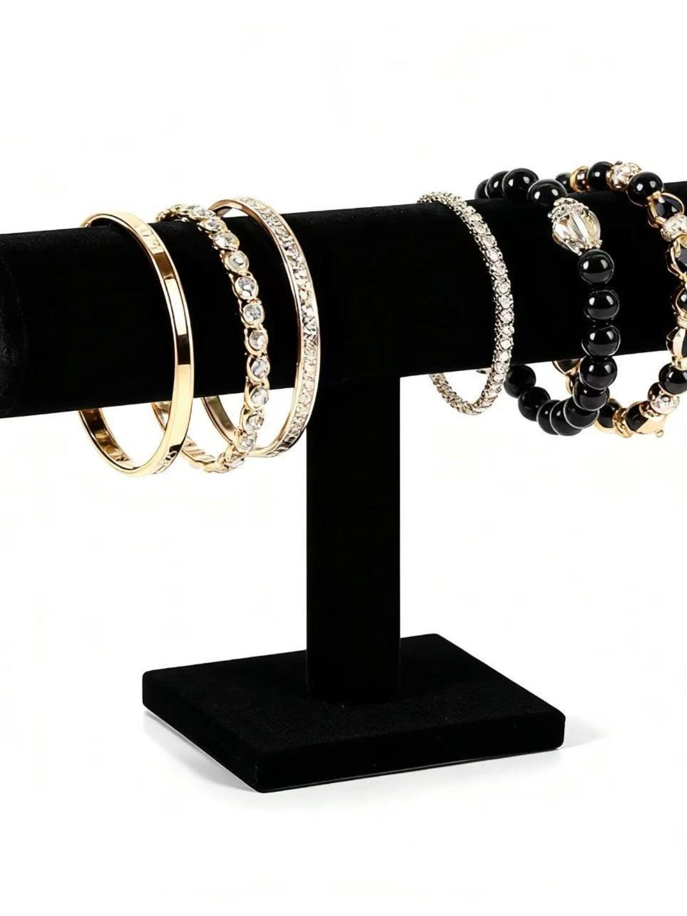 1pc Velvet Single Layer Three-Tier Bracelet Stand, Jewelry Display Rack, Watch Wristband Hairband Organizer, Jewelry Props Showcase