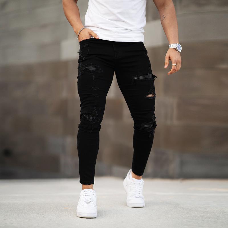 GINGTTO Men's Slim Fit Ripped Stretch Skinny Jeans Distressed Tapered Leg Fashion Pants