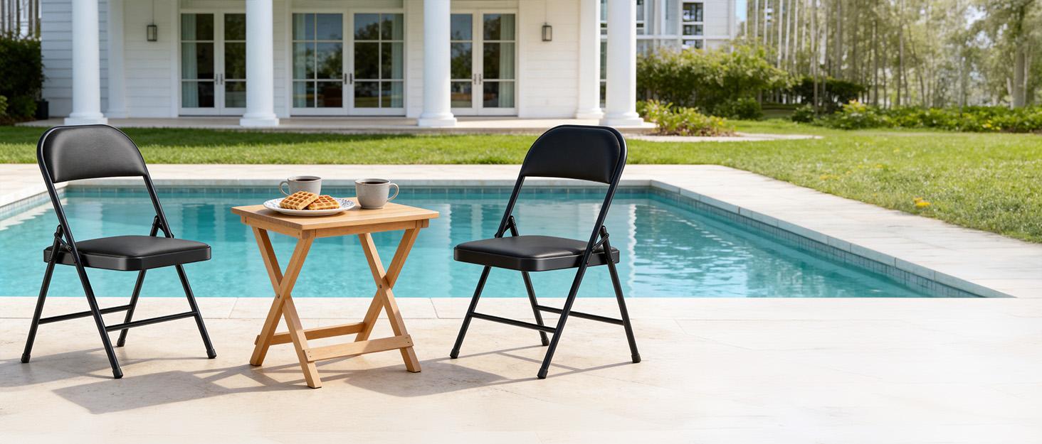 Heavy-Duty Plastic Folding Chair, Ergonomic Back, Outdoor White Folding Chairs for Outside Indoor, Portable 350 lbs Capacity Heavy Duty Plastic Metal Foldable Chairs, Stackable & Portable, for Home, Party, Indoor & Outdoor Use