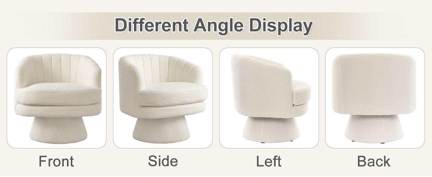 [SpringStatements] Hertford Swivel 360 Degree Swivel Barrel Chairs Accent Chair, Barrel ChairsModern Cozy Lambswool Accent Chair, Comfy Round Armchiars,  for Living Room, Bedroom Office