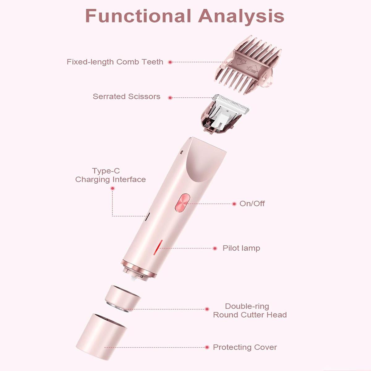 Womens Shaver, Dual Head Shaver Women, Electric 2 in 1 Lady Razor,Electric Hair Trimmer for Women Dual Head Shaver,Electric Bikini Trimmer for Women, Hair Remover, for Facial Face Lip Chin Underarm Legs, mothersdaygift