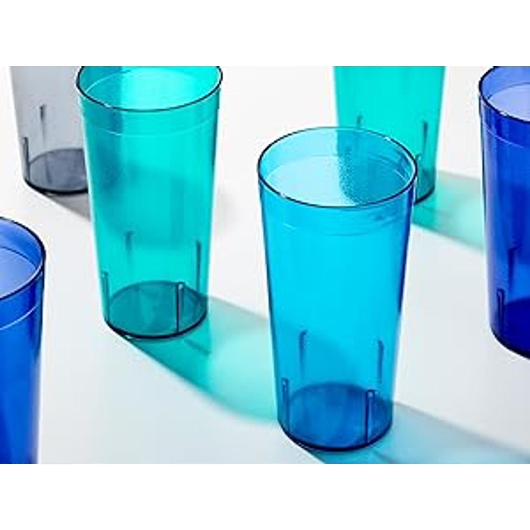 Classic Clear Plastic Reusable Drinking Glasses (Set of 8) 12oz Rocks & 16oz Water Cups | BPA-Free Tumblers, Made in USA | Top-Rack Dishwasher Safe