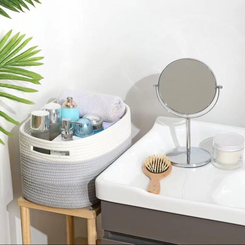 Large Capacity Woven Storage Basket, Rectangular Desktop Organizer Bin, Handled Laundry Hamper, Durable & Versatile Design, Clothes Basket Organizer