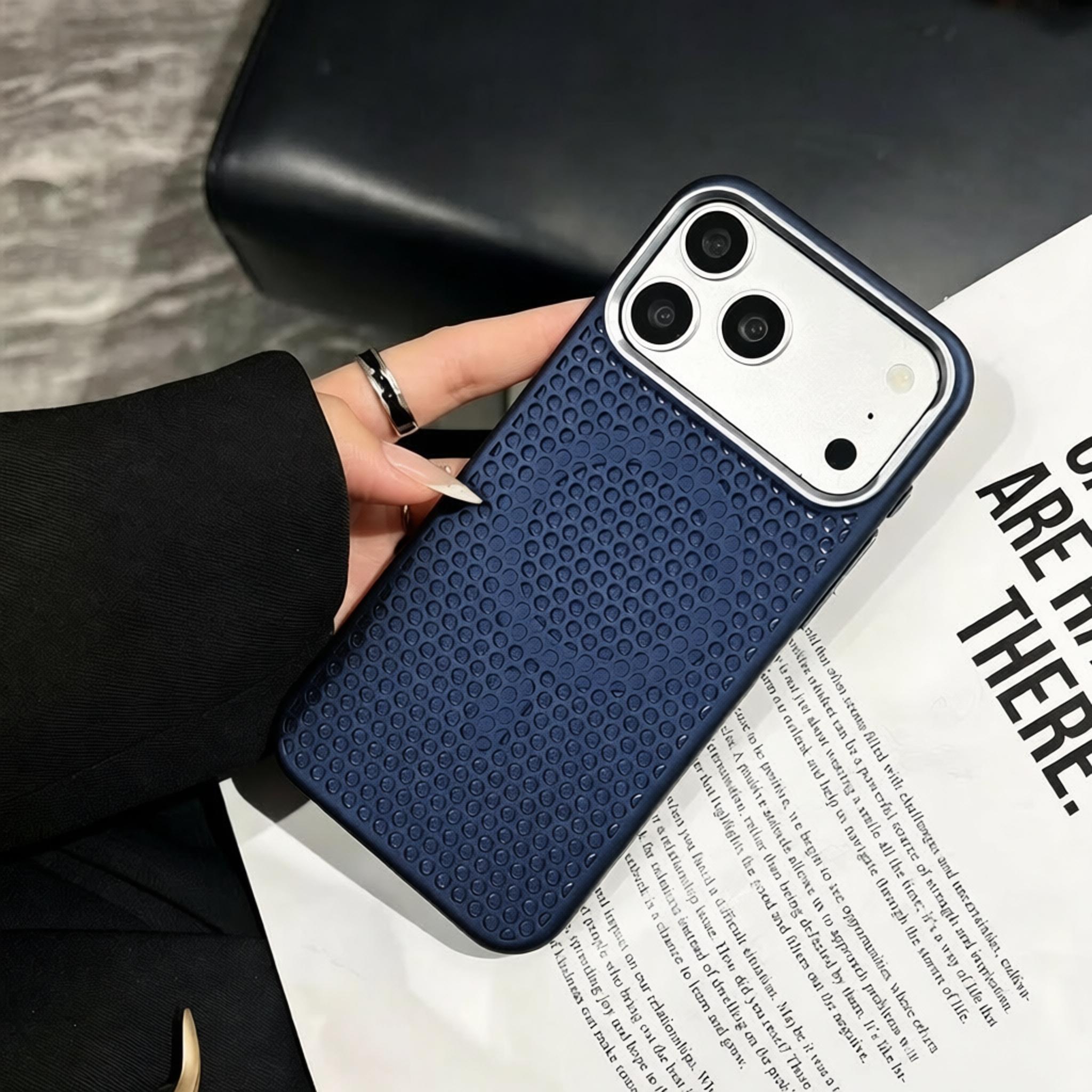 Metal Lens Frame with Honeycomb Heat Dissipation, Magnetic Phone Case with a Matte Feel, Shock-Resistant And Drop-Proof, Protects The Camera, Compatible with Iphone 17 Pro Max, 16, 15, 14, 13, And 12 Pro Max