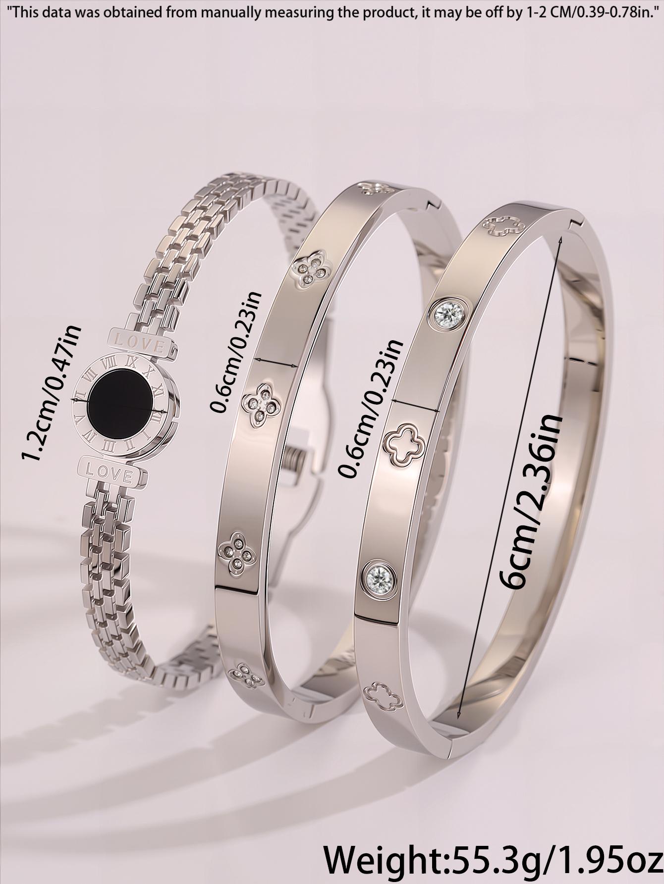 French Luxury Classic Bracelet Set, Stainless Steel Fashion Accessory, Perfect Birthday Gift & Vacation Wear, Casual Style