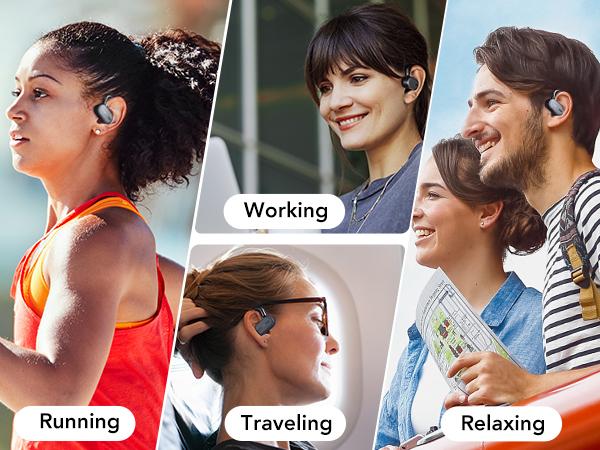 TOZO Open Buds Lightweight True Open Ear Wireless Earbuds with Multi-Angle Adjustment Audio Earphones sport earbuds Headphones Electronic Headset wireless earphone app control open-ear headphone Black headphones bluetooth noisecancellingheadphones