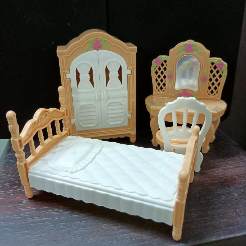 Miniature Dollhouse Furniture Set, Kitchen Living Room Bedroom Bathroom Bed Sofa Bathtub, Realistic Mini Dollhouse Accessories