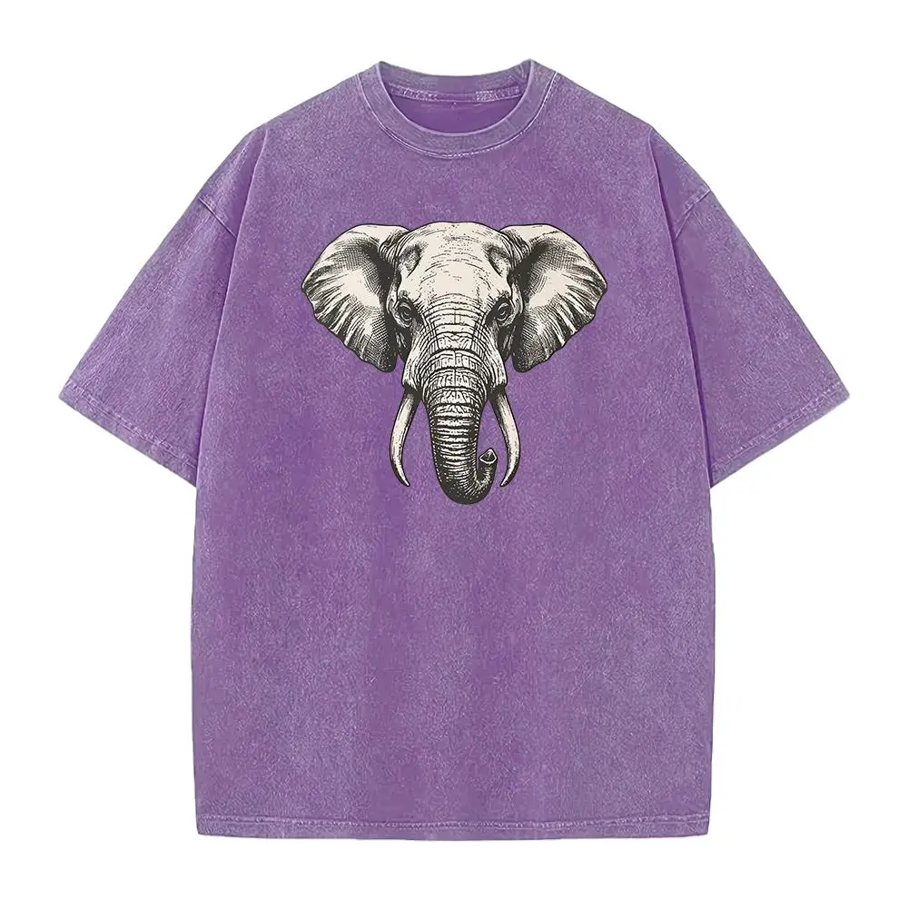 Vintage Elephant Head Tee, Tribal Wildlife Graphic Shirt, Washed Nature Spirit T-Shirt, Timeless Elephant Art Gift