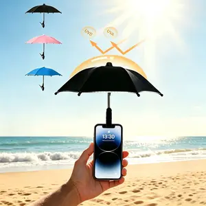 Portable Phone Holder Umbrella, Waterproof Anti-Glare UV Protection Mini Parasol, Universal Phone Sun Visor; Outdoor travel essential for fitness, camping; Summer Y2K cute decor for car, bedroom, garden; Ideal bridesmaid, Mother's Day, wedding & graduatio