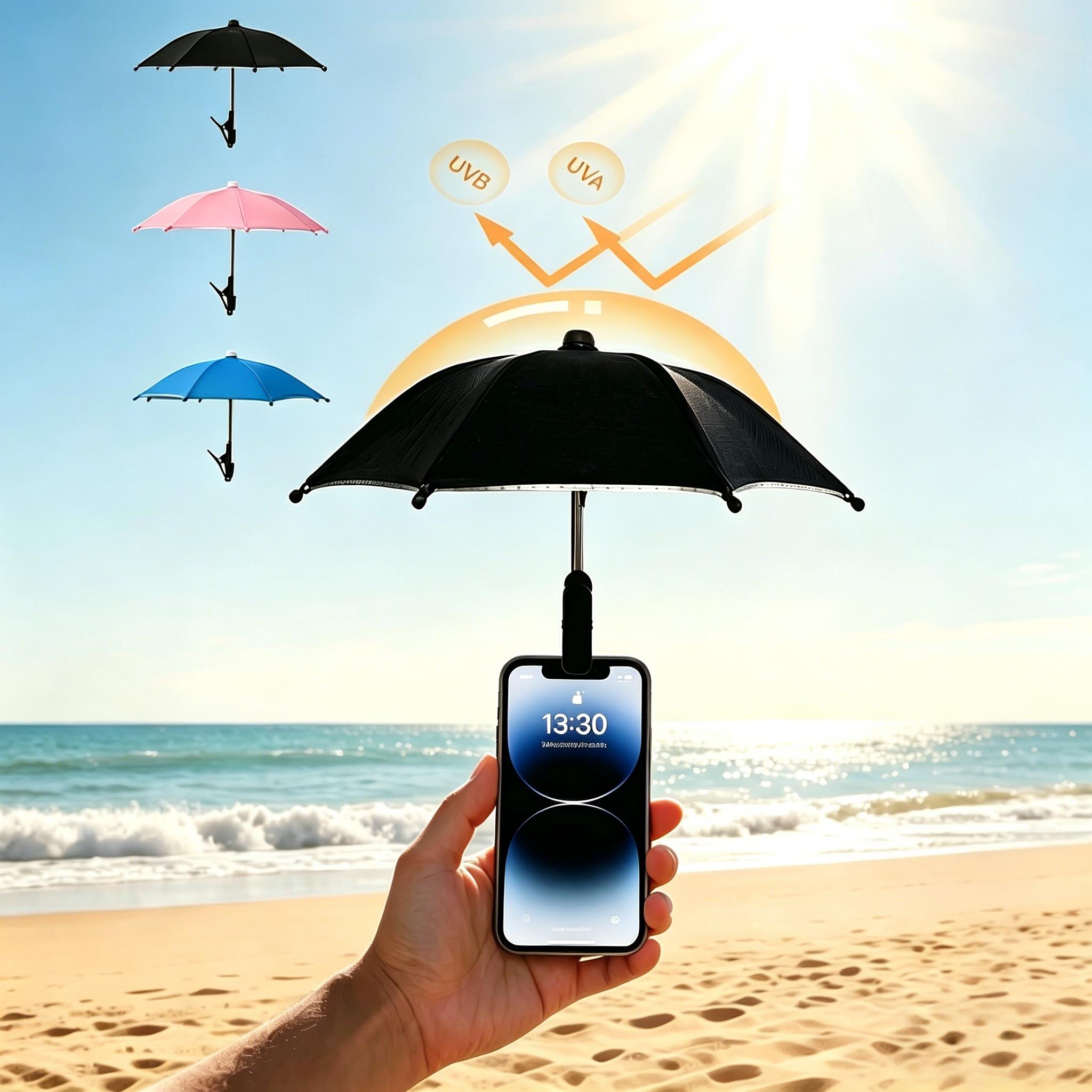Portable Phone Holder Umbrella, Waterproof Anti-Glare UV Protection Mini Parasol, Universal Phone Sun Visor; Outdoor travel essential for fitness, camping; Summer Y2K cute decor for car, bedroom, garden; Ideal bridesmaid, Mother's Day, wedding & graduatio