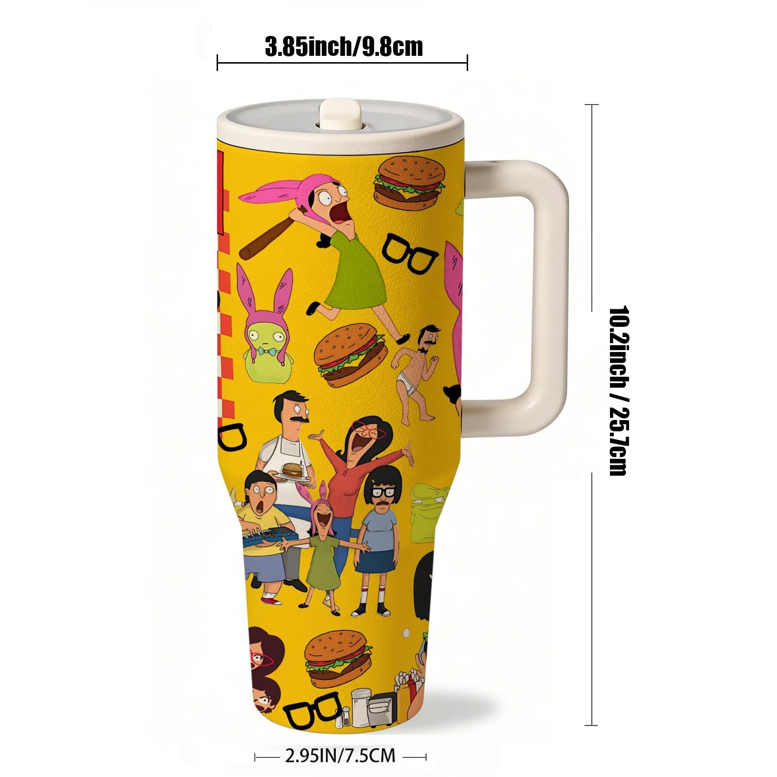 40oz Cartoon Inspired Insulated Tumbler, Vacuum Flask, with Straw Lid, Capacity Double Wall Vacuum Stainless Steel Thermal Cup, Keeps Drinks Hot 12 Hours Cold 24 Hours, Leak Proof Lid, Coffee Ice Drinks Daily Use, Gift Idea