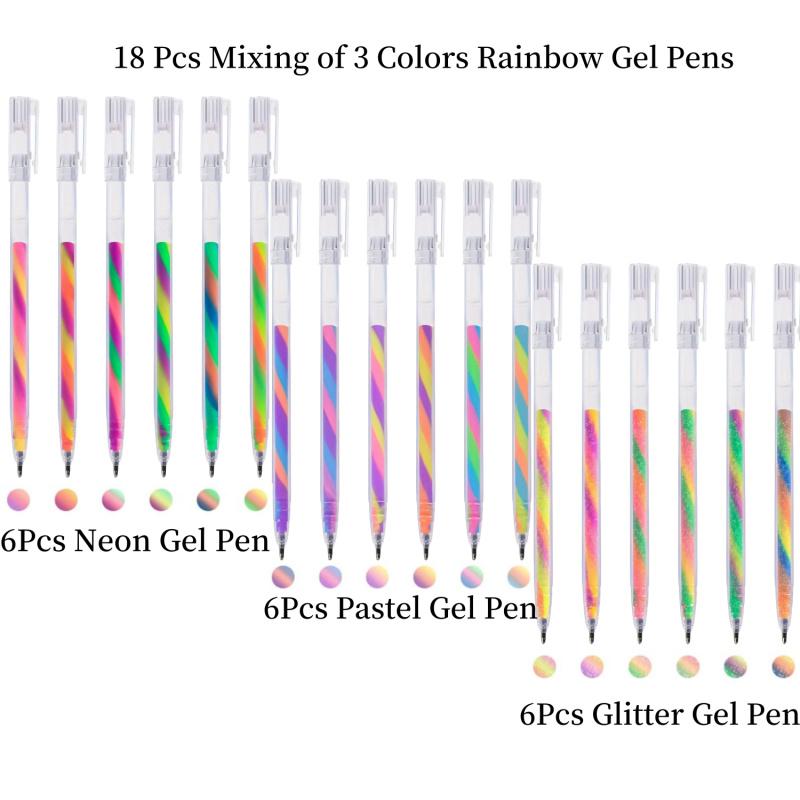 Mixing of 3 Colors Rainbow Gel Pens Color Changing Ballpoint Pen Glitter Pen Set for Adults Coloring Books Drawing Doodling Scrapbooking Notes,Artist Illustrating