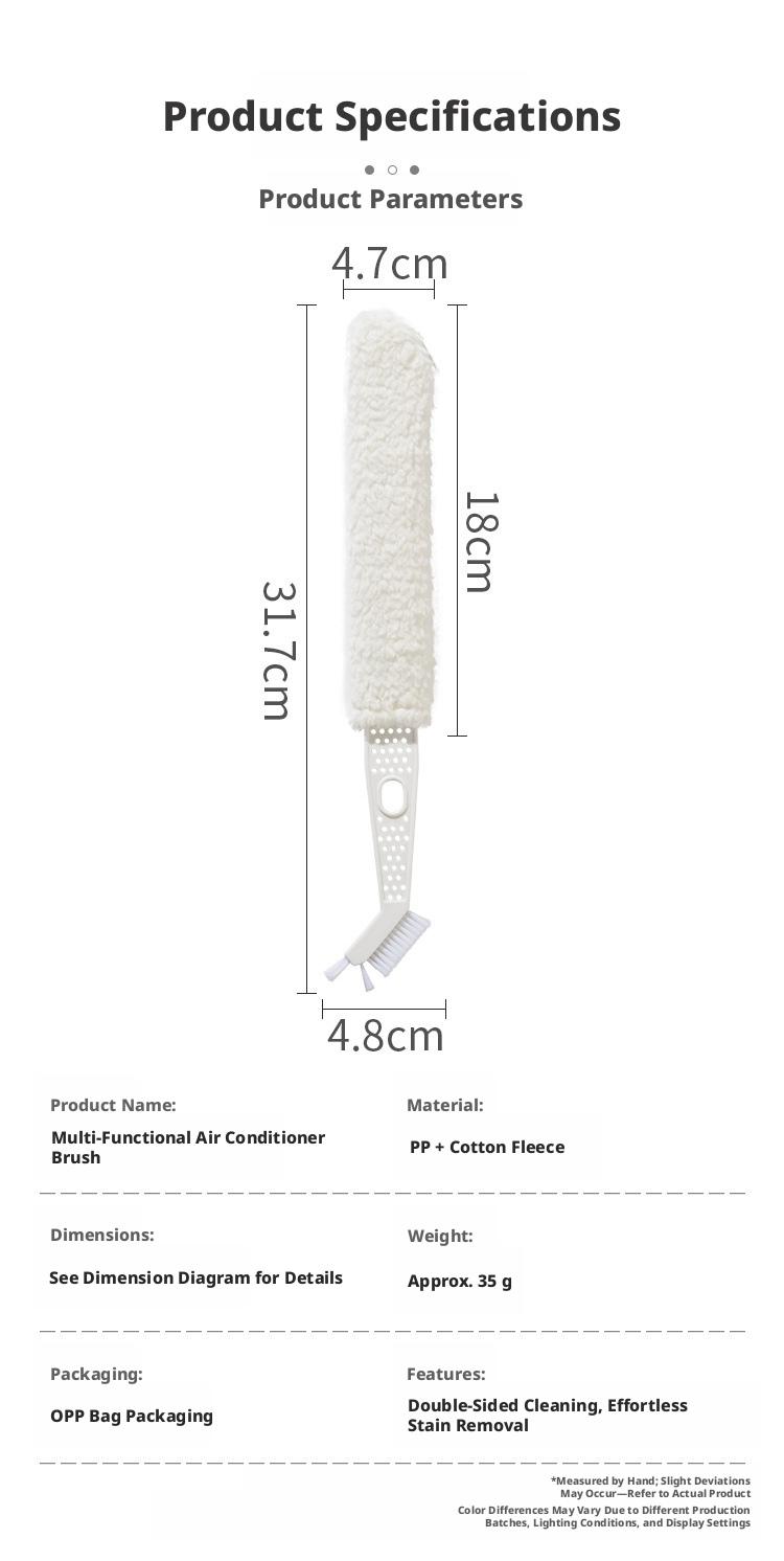 Air Conditioner Gap Cleaning Brush, Detachable Washable Soft Bristle Dust Cleaner for Home Window Blinds Crevice Cleaning