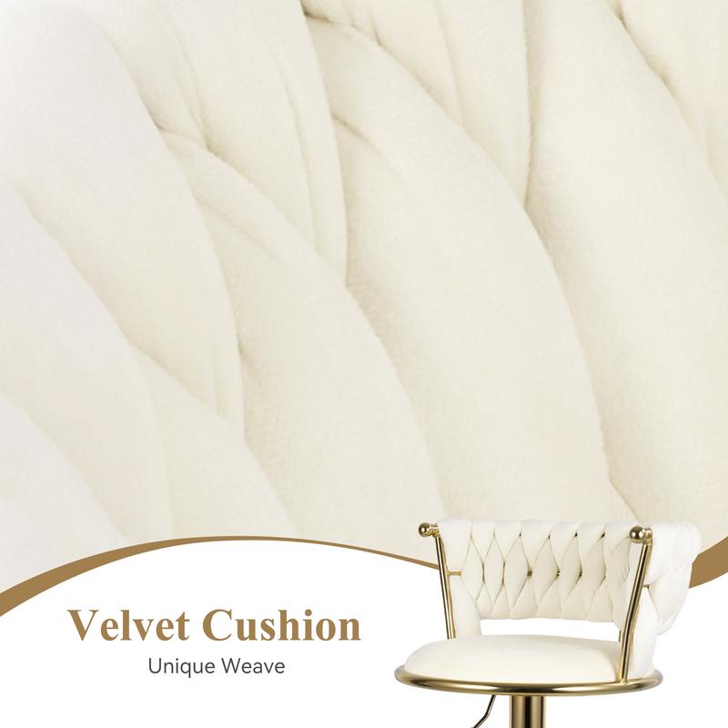 Modern bar stool two-piece set, adjustable swivel bar stools, Dutch velvet fabric, with backrest, suitable for kitchen islands.