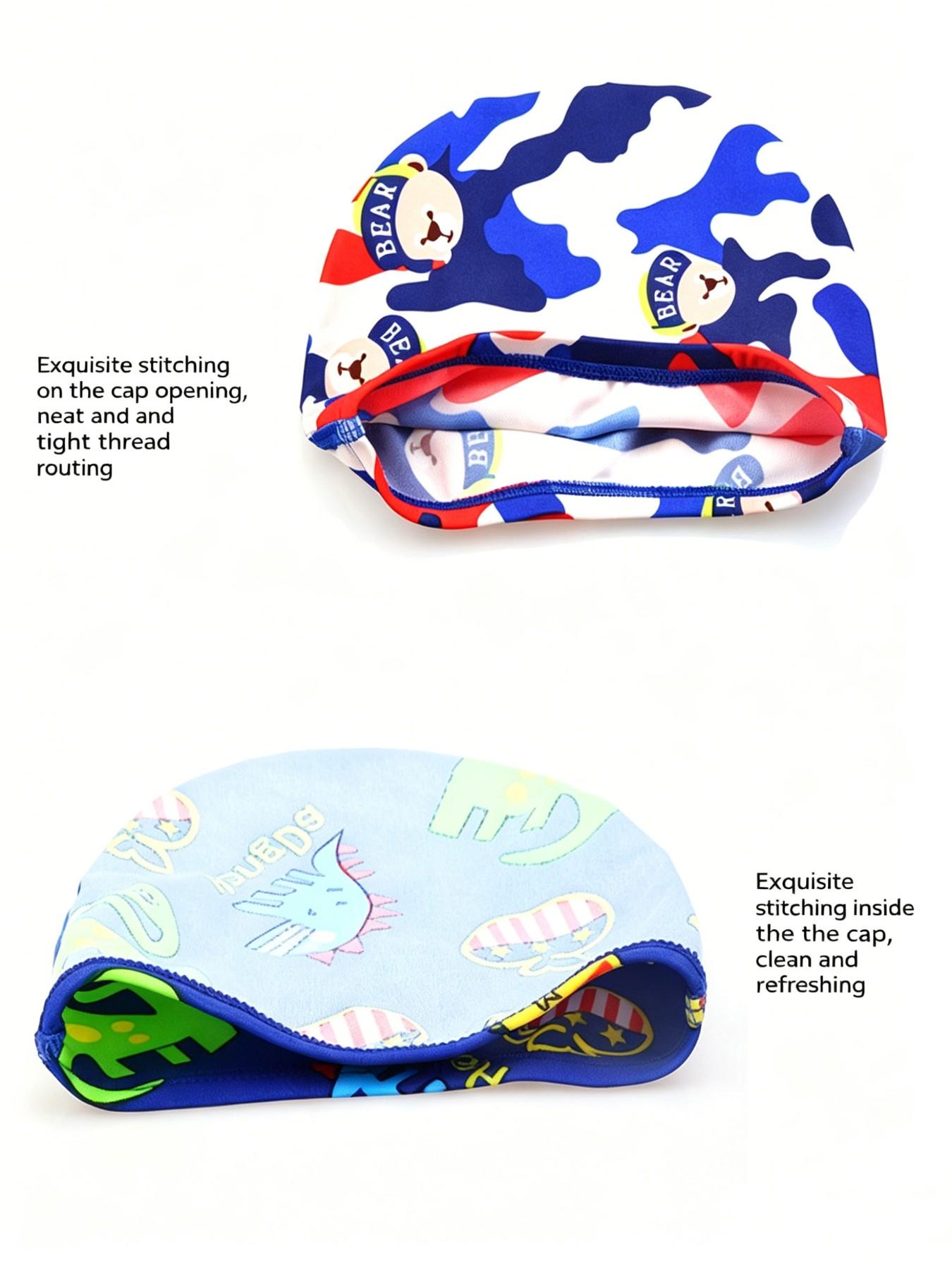 Kids Swimming Hat Digital Print High-Quality Fabric, Cartoon Design for Boys and Girls, Baby Swim Cap, Comfortable and Stylish