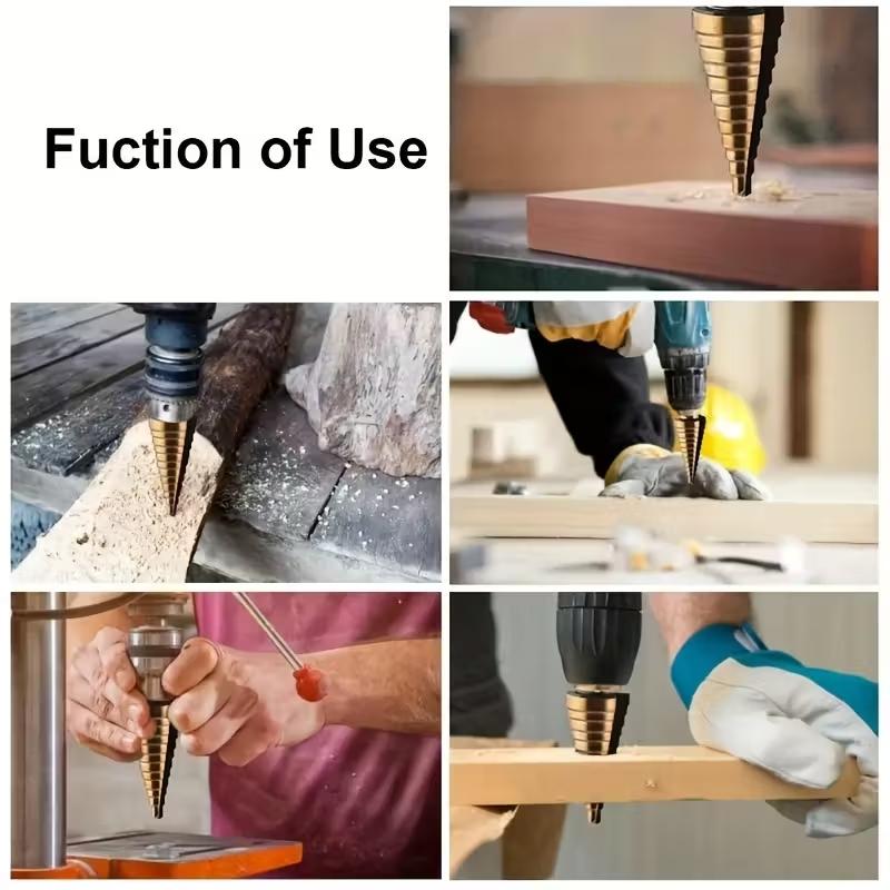5pcs Hss Cobalt Step Drill Bit Set, Multi-Purpose 50 Types, High-Speed Steel with Oxide, for Drilling Metal Wood Plastic Aluminum Titanium Zinc