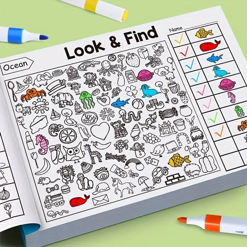 Interactive Seek-and-Find Coloring Book 🎨🔍 - 800+ Images (Ages 3+), Preschool Learning Tool, Black Friday Deal: Ideal Christmas Gift for Daycare 🎁
