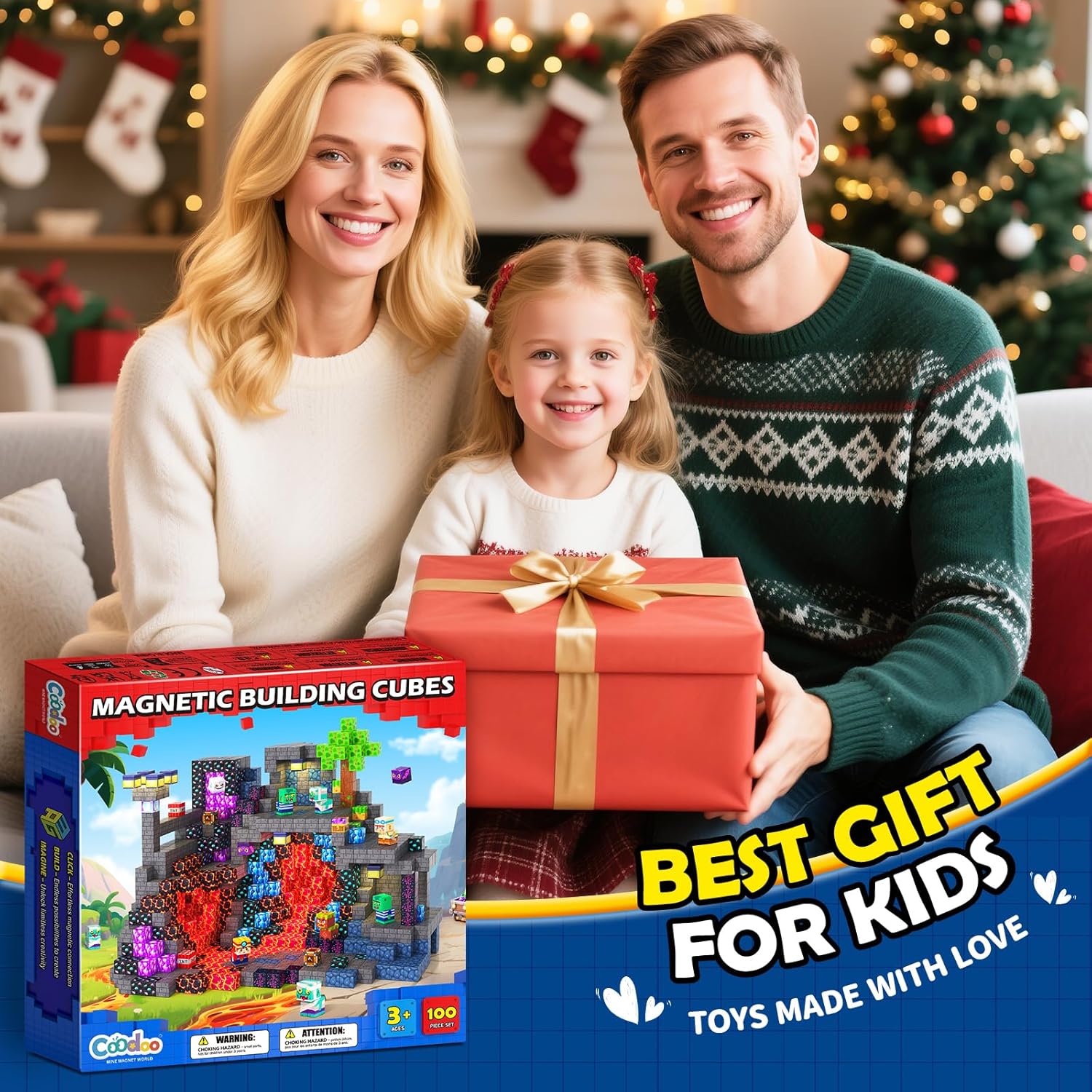 Magnetic Building Blocks-100PCS with Drawstring Bag STEM Montessori Children Sensory Toys Build Mine Magnet World Gift Set