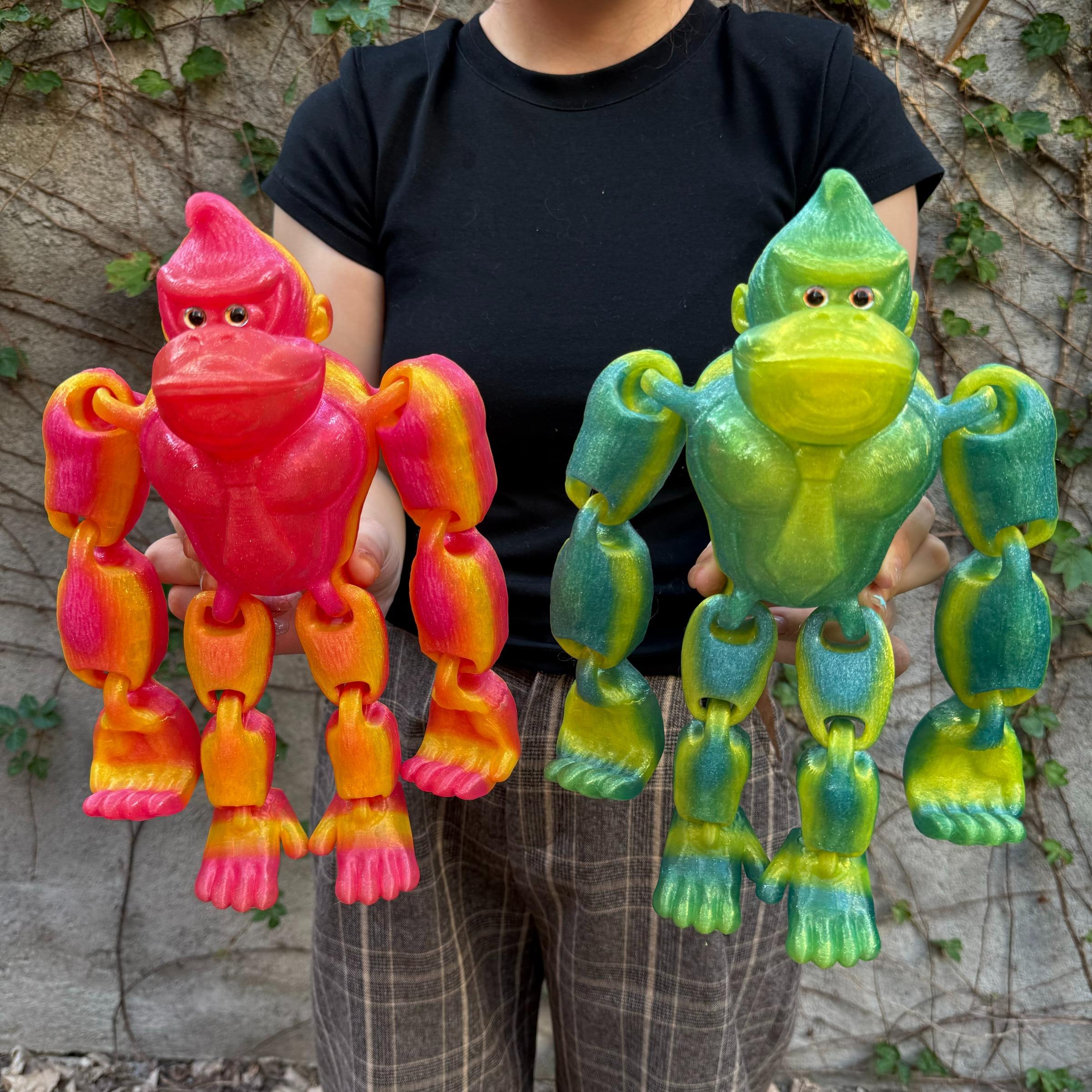 3D Printed Long Arm Gorilla Figurine, Home Decor, Realistic Eyes, Moveable Joints, Articulating Animal Figurines, Christmas Gift, Birthday Present, Animal Statue